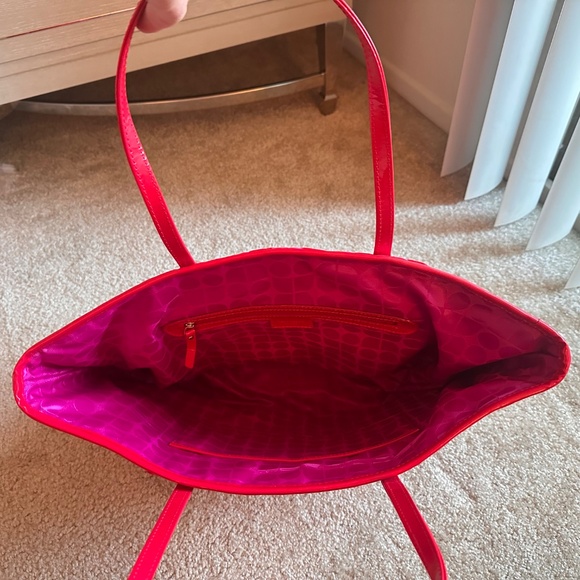 Rare Kate Spade Red & Pink Woven Tote Bag Purse - Picture 4 of 10